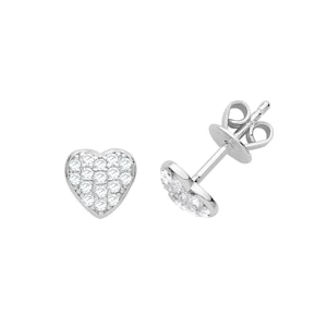 925 Sterling Silver Stud Earrings Silver CZ Heart Stud Earrings 1.1 Grams Gift Boxed image 1