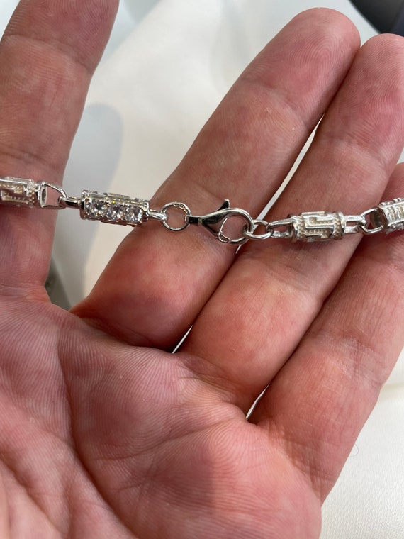 Buy Sterling Silver CZ Greek Design Chain Silver Cubic Zirconia