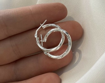 Sterling Silver Hoop Earrings - Silver 15mm Twisted Hoop Earrings 1.70 Grams - Gift Boxed