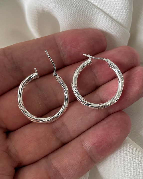 Orecchini A Cerchio Intrecciati In Argento Sterling - 10 Mm - Italia - Foto 5