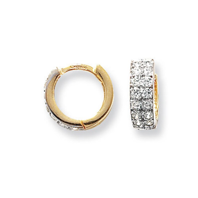 2.2 Grams Gold Hoop Earrings Genuine 9CT Yellow Gold Earrings Gift Boxed Earring HINGED CZ EARRINGS