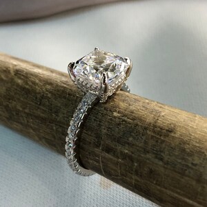 5 Carat Cushion Created Diamond 925 Sterling Silver Engagement Wedding Ring Genuine Gold image 6