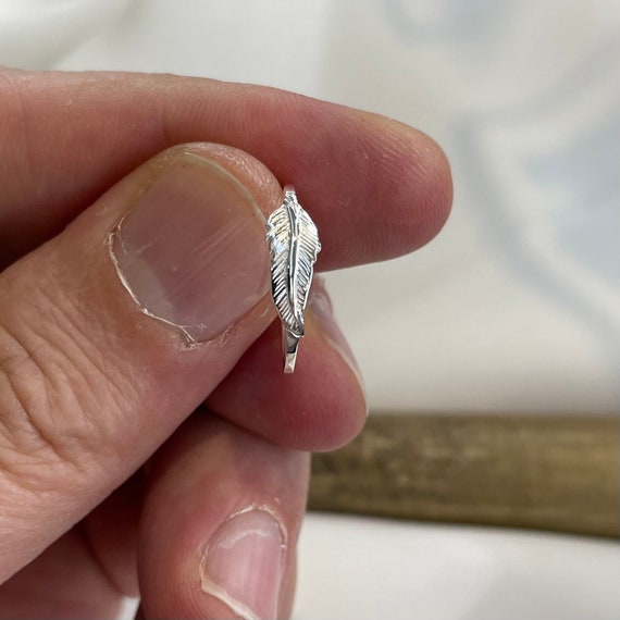 Anello Con Piuma In Argento Sterling: Anello Regolabile Per Il - Foto 7