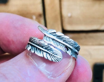 Feather Ring, Minimal Ring, Mens Ring, Unisex Ring, Unisex Jewellry, Dainty Ring, Adjustable Ring, Open Ring, Birthday Gift, Silver Jewelry