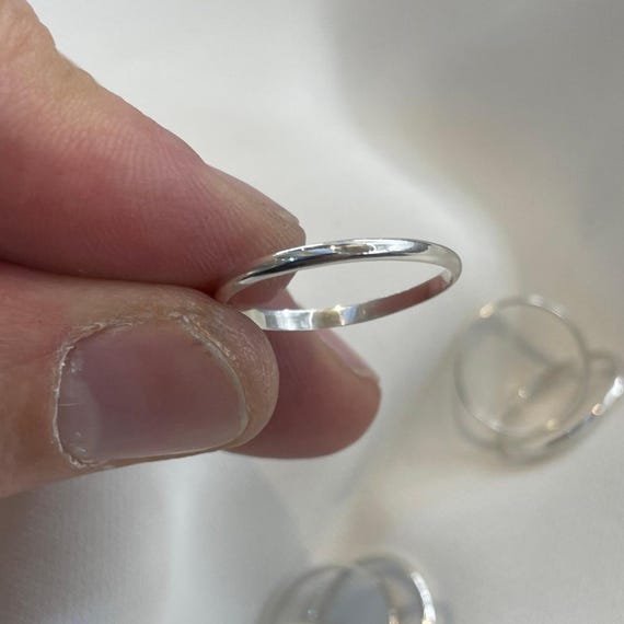 Sterling Silver Wedding Band: Unisex D Shape Ring, 2mm