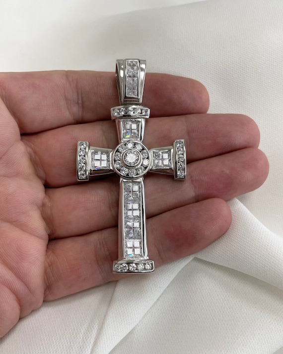 Sterling silver cz cross clearance necklace