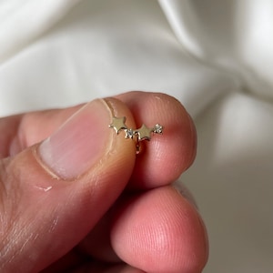 Genuine 9ct Yellow Gold CZ Constellation Cartilage 6mm Post Stud 0.33 Grams - Gift Boxed Constellation Cartilage