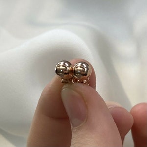 Orecchini a bottone a sfera in oro rosa 9 carati autentico da 6 mm, 0,45 grammi, in confezione regalo