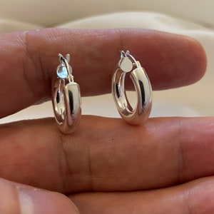 Sterling Silver Hoop Earrings: 10mm Plain Silver Hoops
