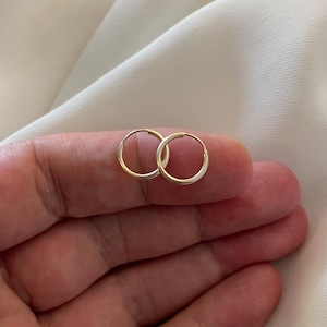 9CT Yellow & White Gold Sleeper Earrings: 10MM Hinged Hoop Earrings