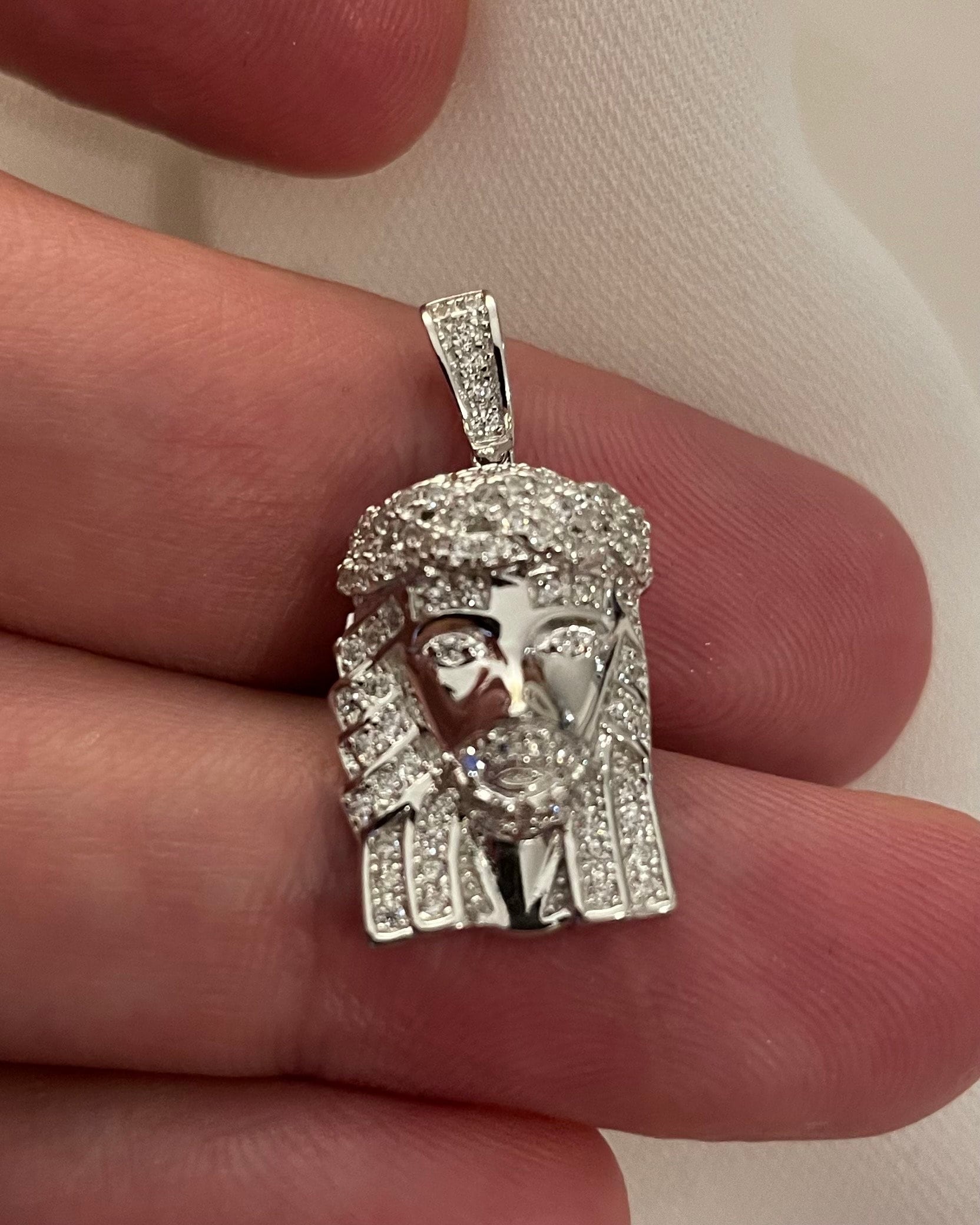 Sterling Silver Jesus Face CZ Pendant - Gift Boxed - Etsy