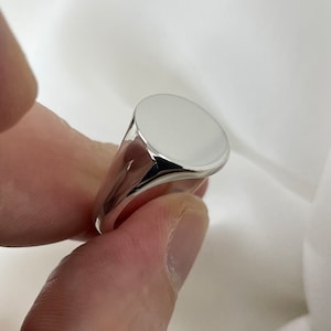 Silver Oval Signet Ring: Heavy Weight Minimalist Unisex Ring