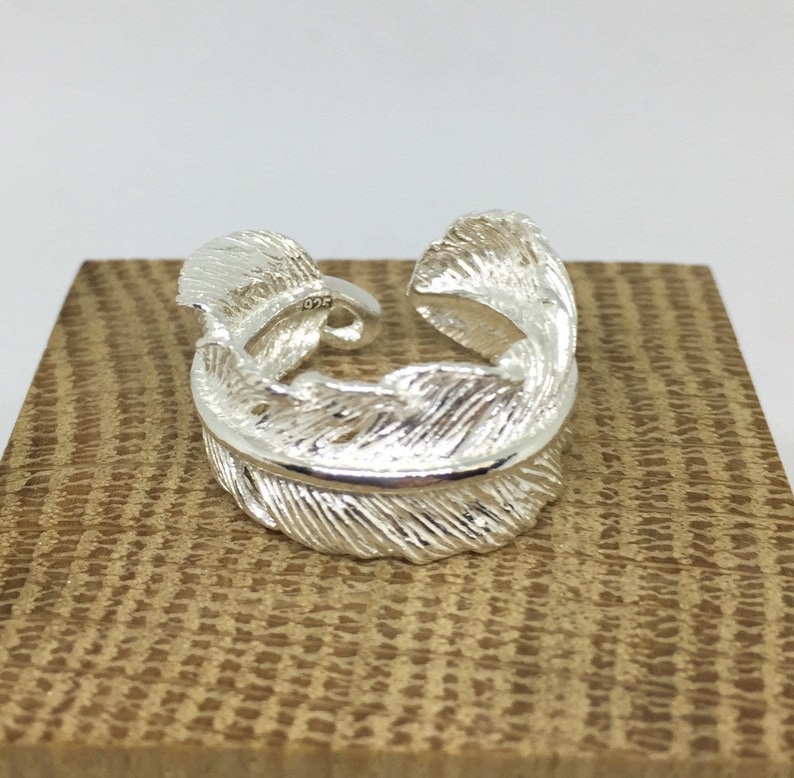 Delicate Ring One of a Kind 925 Sterling Silver Ring Feather Jewelry Feather Ring Silver Open Ring Unique Jewelry Adjustable Ring