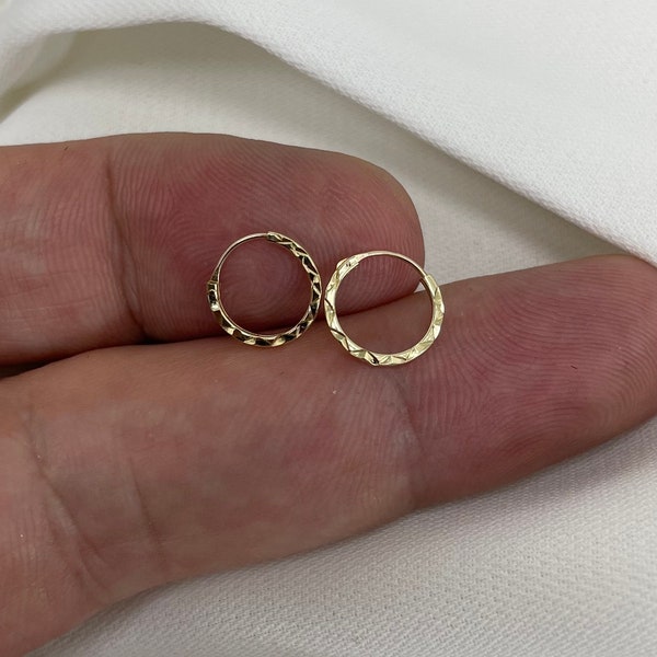 Genuine 9CT Yellow Gold Sleepers - Gold 10mm HINGED DC Sleepers 0.23 Grams - Gift Boxed Earring