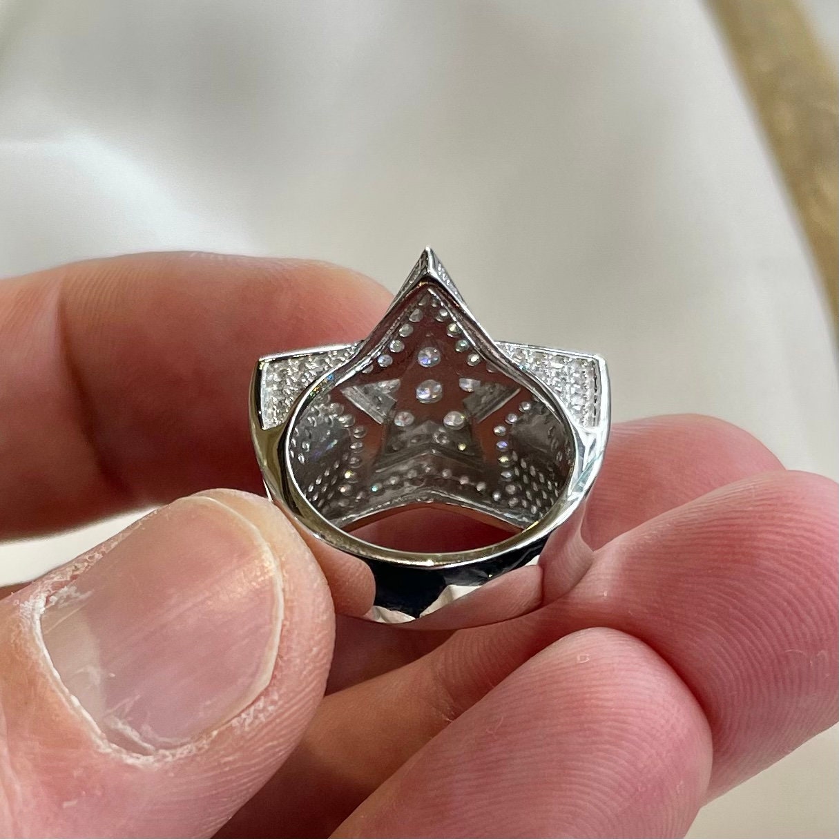 CZ Sterling Silver Star Ring - Men's Statement Jewelry - Etsy