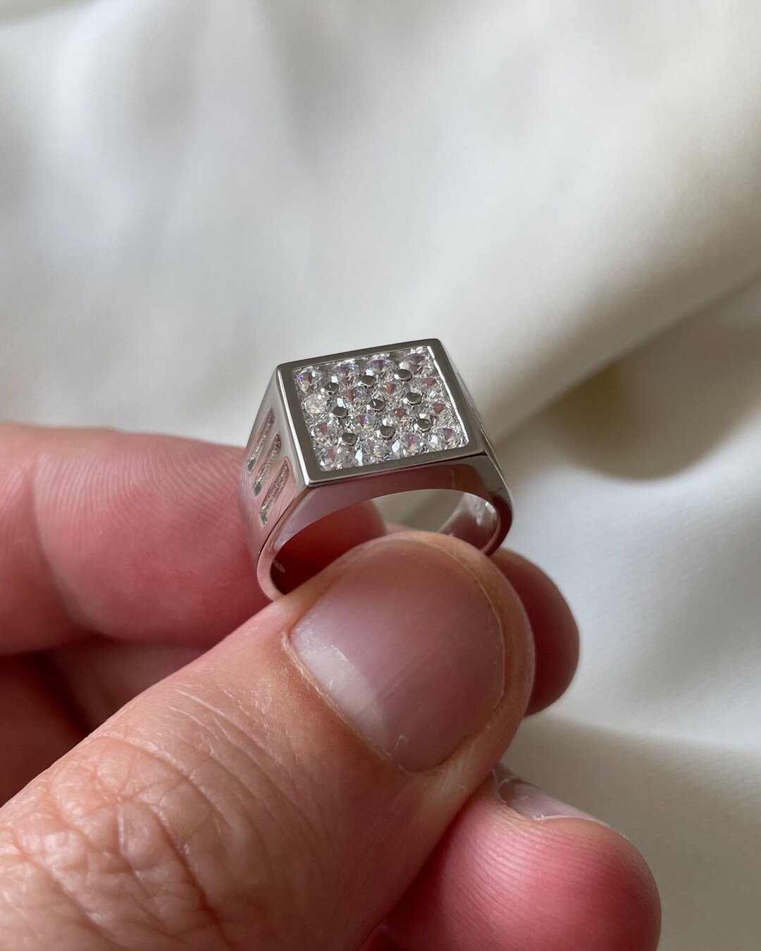 百貨店福袋 8.4 Ring  Silver Mens Ring Mens Boxed Gift Ring Cz Set Stone Men's Silver Sterling Grams Etsy - Ring Silver コレクション