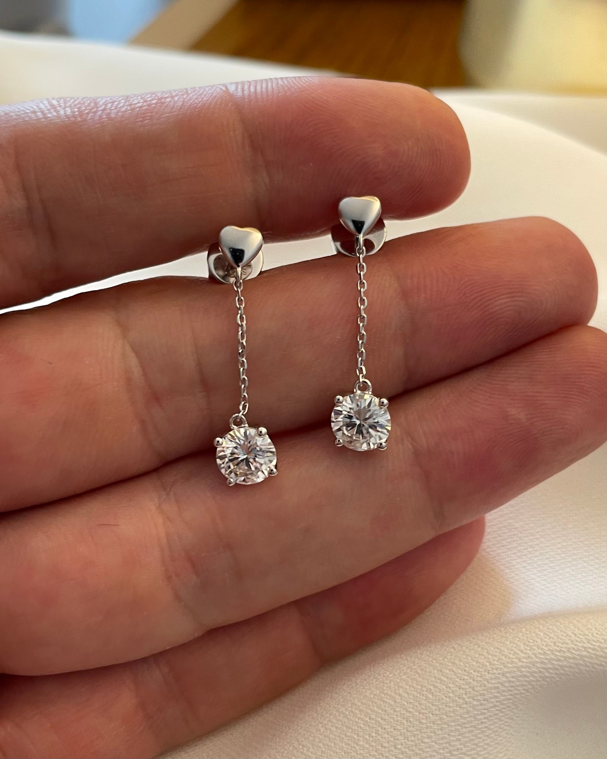 TATIANA☆[Silver925]Moissanite 1Carat Earring 1 Carat Moissanite Diamond Dangle Earrings 925 Sterling