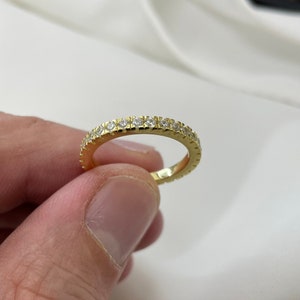 Created Diamond Eternity Ring: Yellow Gold Plated Sterling Silver Wedding Band