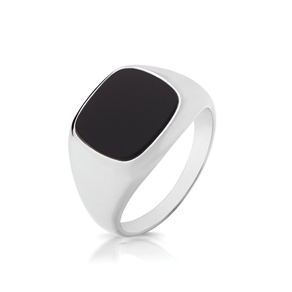 Silver Triple Plated Cushion Cut Black Onyx Signet Ring Sterling Silver  Unisex Signet Ring R-Z Sizes Gift Boxed - Etsy