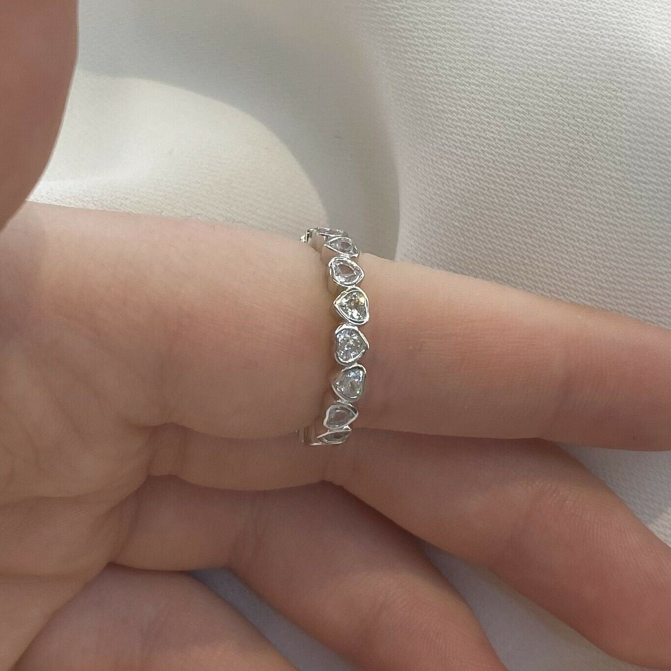 3.77 Carat Heart Shape Diamond Eternity Wedding Band In Platinum For