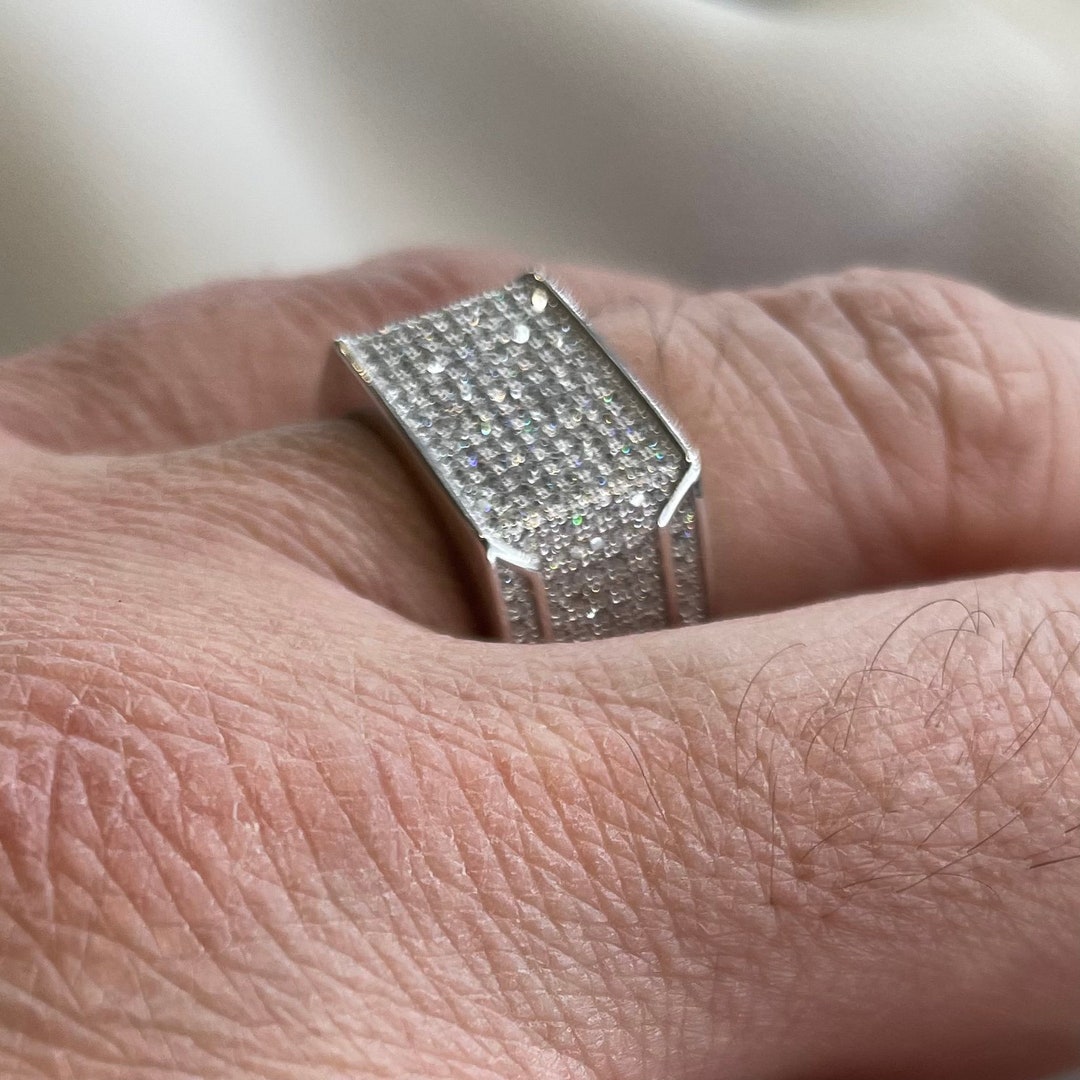 Mens Iced Out Pinky Ring Mens Ring Sterling Silver 925 Mens Iced Out Pinky Ring Mens Ring Sterling Silver 925