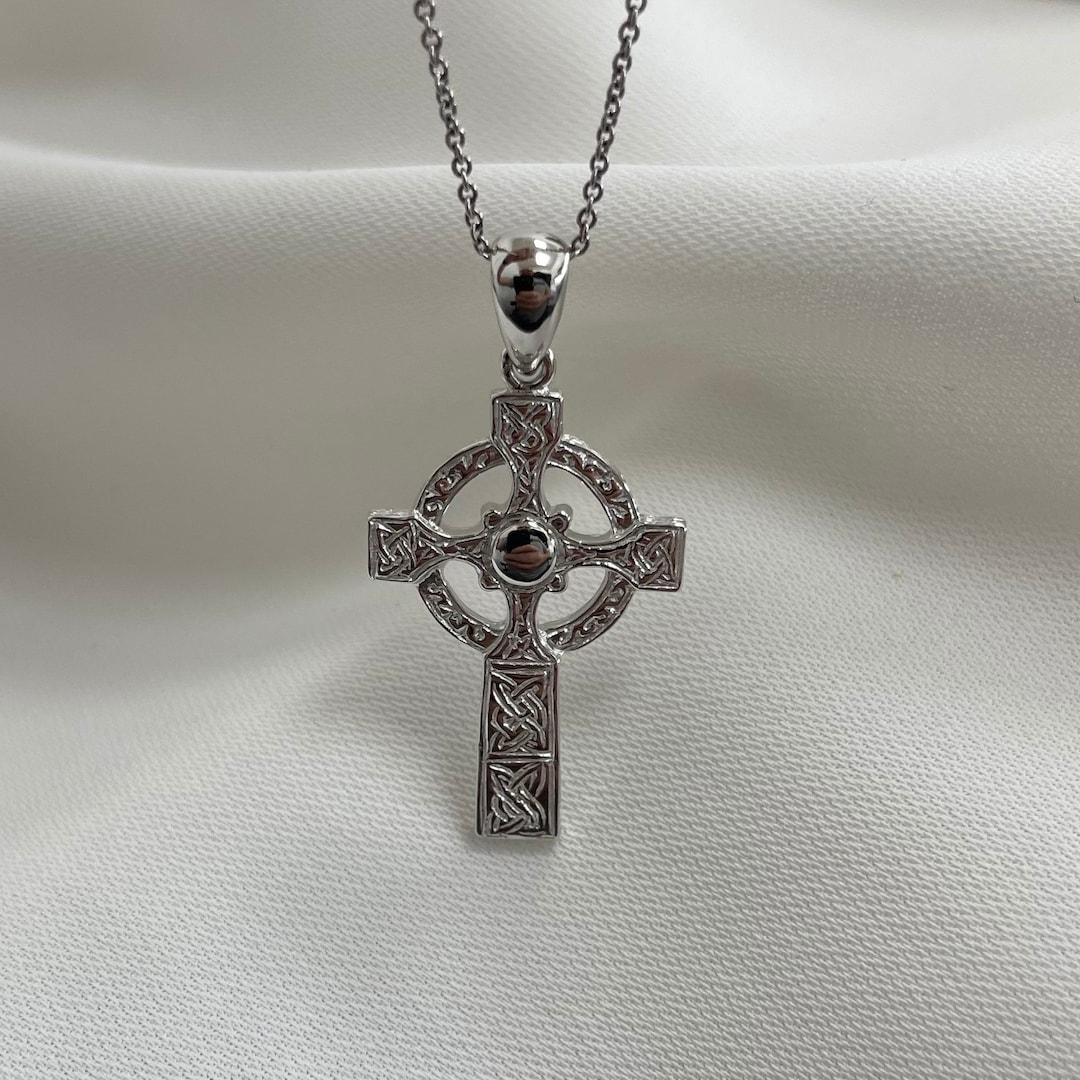 Sterling Silver Celtic Cross Pendant 1.20 Grams With Silver Faceted ...