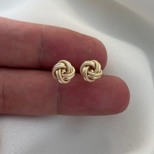 Genuine 9CT Yellow Gold Earrings - Yel Gold Double Knot Stud EARRINGS 375 Hallmarked - 0.80 Gram Gold Earrings - Gift Boxed Earring 9mm