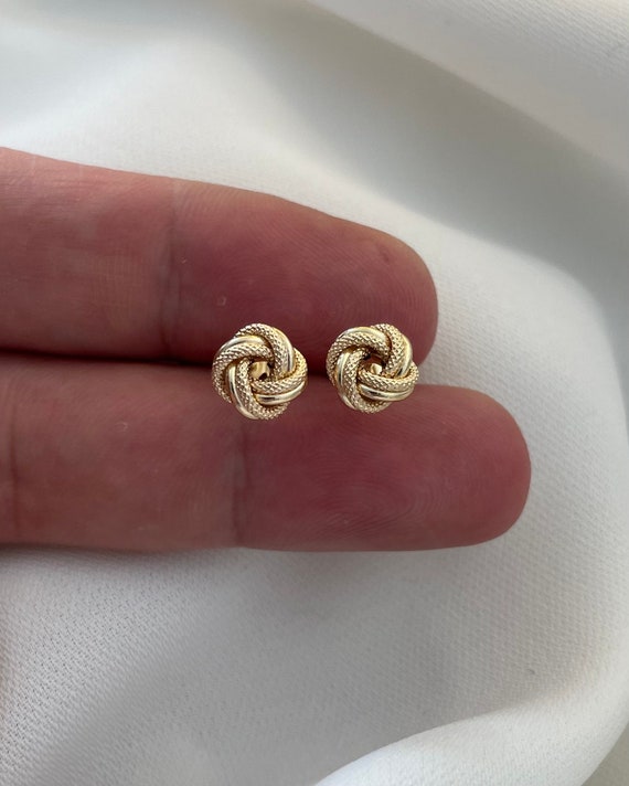 9CT Yellow Gold Double Knot Stud Earrings - Gift Boxed