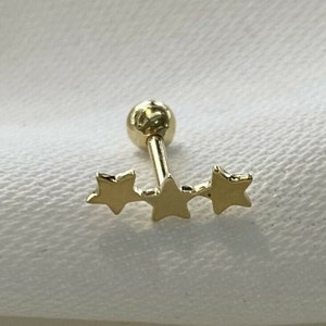 Genuine 9ct Yellow Gold Constellation 6mm Post Stud 3 stars Helix Cartilage Gold Earring - Gift Boxed
