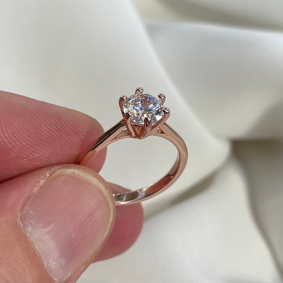 Wedding Classic Engagement Ring Solitaire Solid 925 Sterling Silver ...