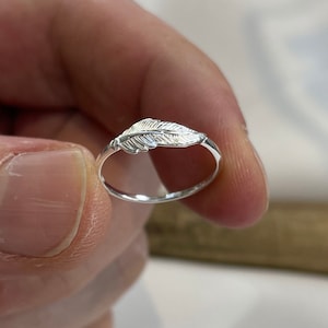 Sterling Silber Feder Ring Stempel 925 zierlichen Ring Boho-Stil Ring Federring