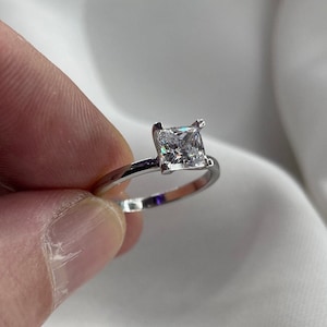 1 Ct Princess Cut Created Diamond Sterling Silver Engagement Ring