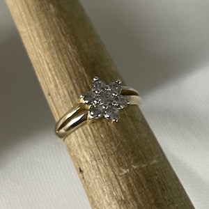 9CT Yellow Gold Baby Ring: CZ Cluster, Gift Boxed