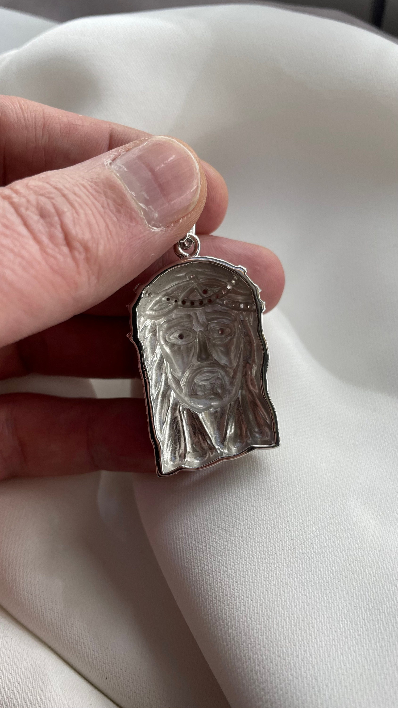Sterling Silver Jesus Christ Face CZ Pendant - Gift Boxed - Etsy