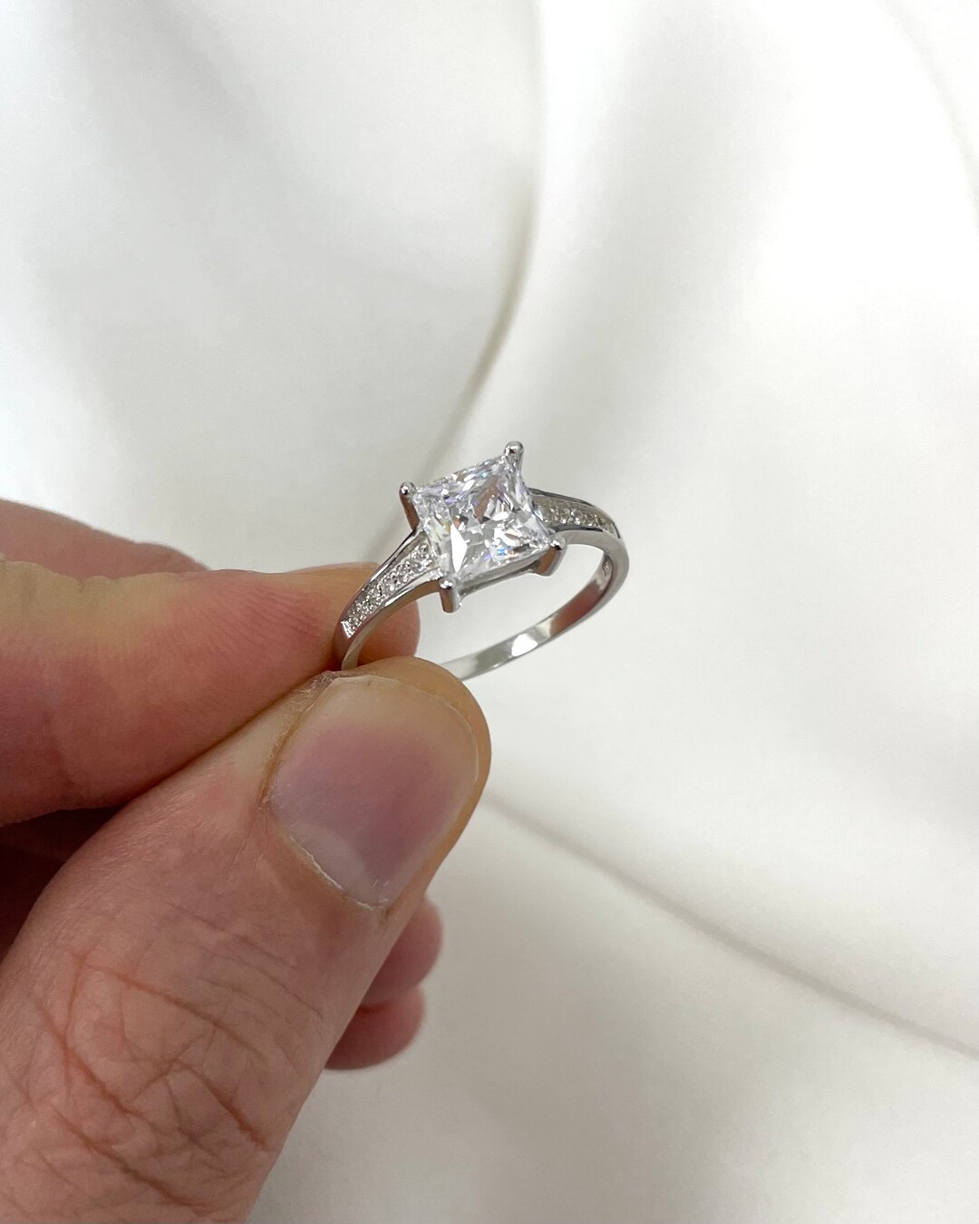 1.5 Carat Princess Diamond Halo Engagement Ring - South Bay Jewelry