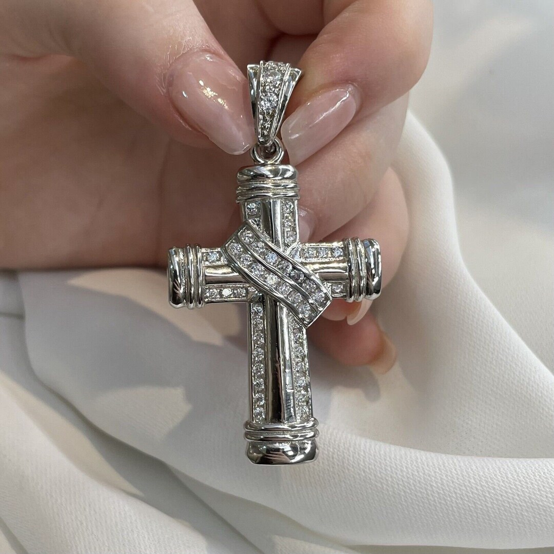 Sterling Silver CZ Cross Pendant - Holy Knot Design (16.00 Grams) - Etsy