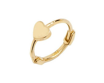 Genuine 9ct Gold Upper Ear / Helix / Cartilage Earring - Hoop with a Heart - Gift Boxed