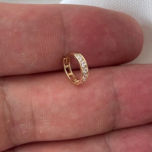 Anneau de piercing pour le corps Cartilage en or jaune 9 carats véritable 8 mm CZ - Coffret cadeau