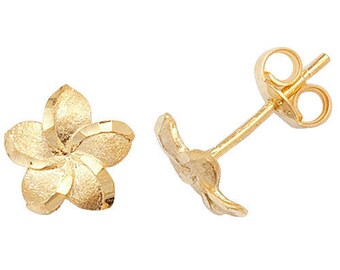 Echte 9CT Gelbgold Ohrstecker - Blumen Ohrstecker 375er- 1,10 Gramm Goldohrringe - Geschenkbox Ohrringe