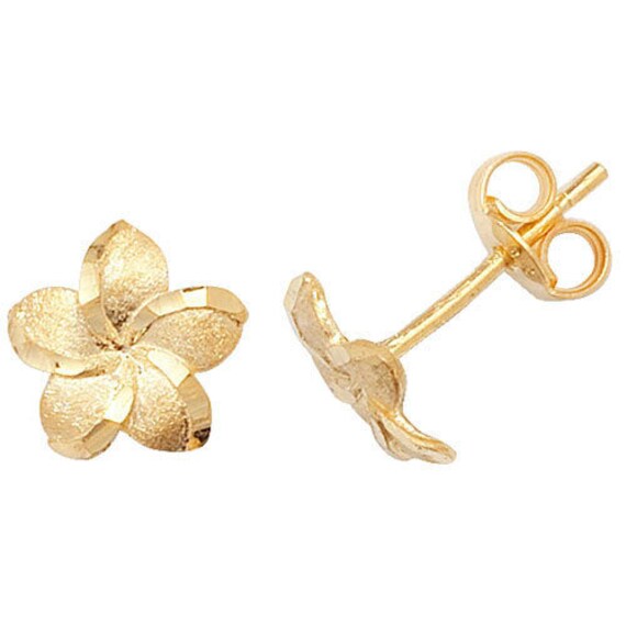 9ct Yellow Gold Flower Stud Earrings – Zamels