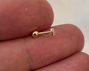9ct Yellow Gold Cartilage Helix Earring Stud - Heart Shape, 20g (0.8mm) - View #2