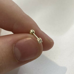 Genuine 9ct Gold Cubic Zirconia Cartilage 6mm Post Earring Stud - Gift Boxed