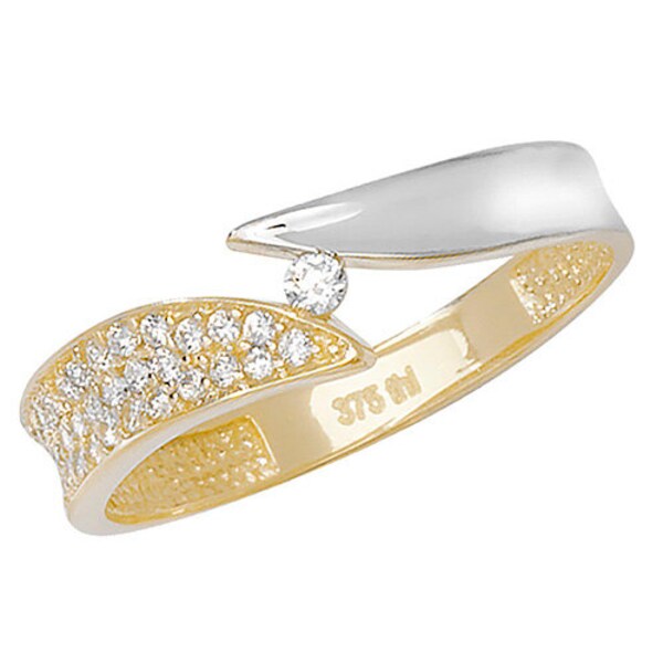 Genuine 9CT Yellow Gold Ladies Ring - Stunning 375 Hallmarked Gold Ladies CZ Set Ring J-S Sizes - Gift Boxed