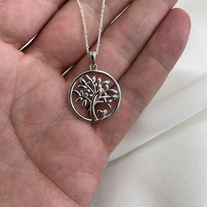 Sterling Silber Baum des Lebens Anhänger mit Silber Facettierte Belcher Kette - Geschenk Boxed