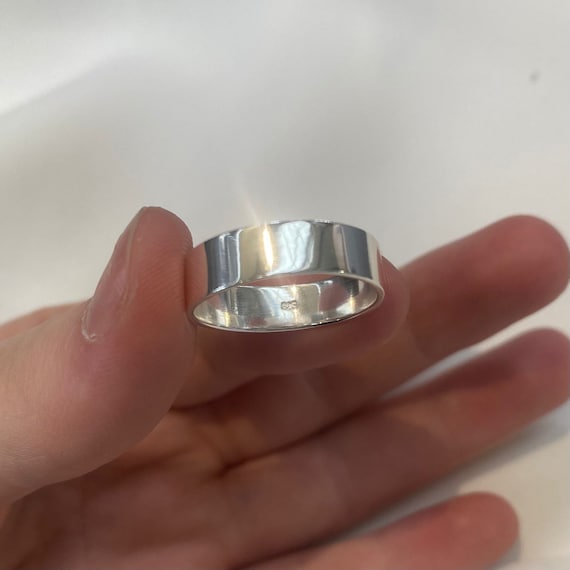 STERLING SILVER PLAIN Band Wedding Ring 6MM Wide Sizes R T U X Z