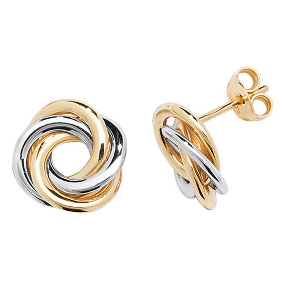 White gold sale love knot earrings