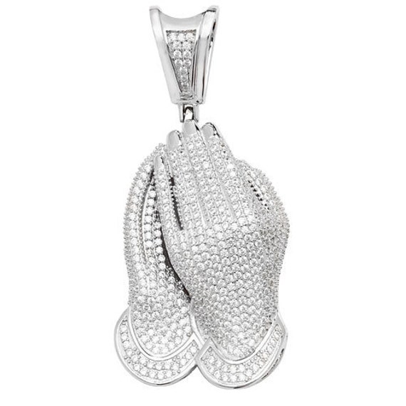 Sterling Silver Praying Hands CZ 
