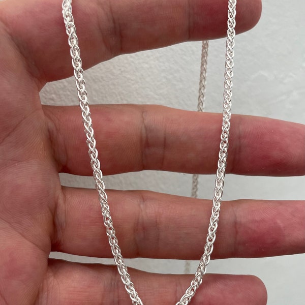 Silver Wheat Chain - Men’s Wheat chain sterling silver 925 Hallmark - Gift Boxed Silver Chain 16"-30"