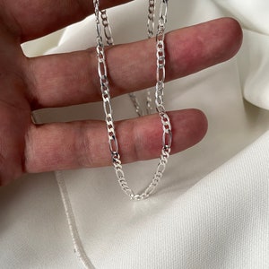 Sterling Silver Figaro Chain - Men's Gift Boxed Chain (7-24 inch)