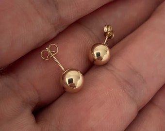 9CT Yellow Gold Ball Stud Earrings - 7mm, Gift Boxed